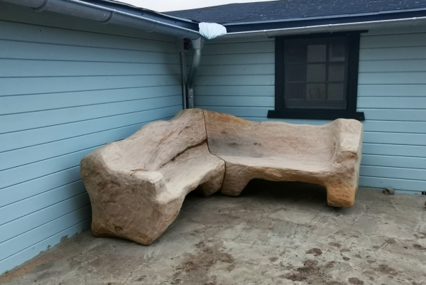 bank eckbank eiche schnitzen motors�ge kettens�gen holz garten jochen adam holzwerker