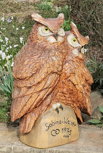 eulenpaar eule holz motorsge kettensge schnitzen kettesgenkunst motorsgenkunst holzwerker