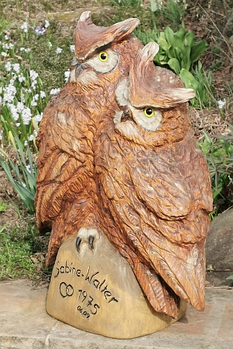 eulenpaar eule holz motorsge kettensge schnitzen kettesgenkunst motorsgenkunst holzwerker