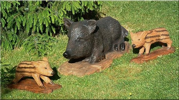 keiler wildschwein Bache frischlinge holz schnitzen motorsge kettensge garten kaufen 