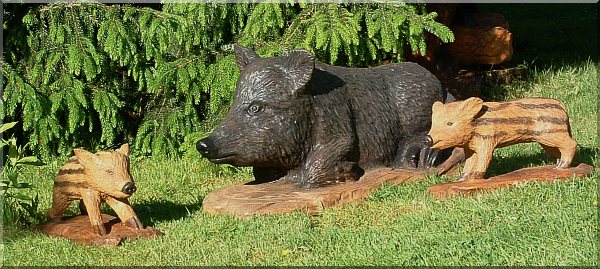 keiler wildschwein Bache frischlinge holz schnitzen motorsge kettensge garten kaufen 