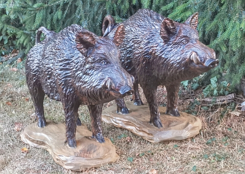 wildschwein keiler  wild boar  holz schnitzen motorsge kettensge holzwerker jochen Adam