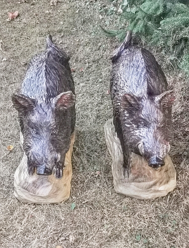 wildschwein keiler  wild boar  holz schnitzen motorsge kettensge holzwerker jochen Adam