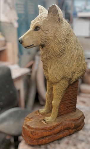 wolf holz geschnitzt motors�ge kettens�ge kunst holzwerker