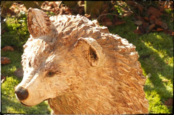 wolf holz geschnitzt motorsäge kettensäge kunst holzwerker