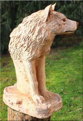 wolf holz geschnitzt motorsge kettensge kunst holzwerker