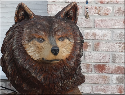 wolf holz geschnitzt motorsge kettensge kunst holzwerker