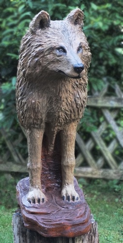 wolf holz geschnitzt motorsge kettensge kunst holzwerker