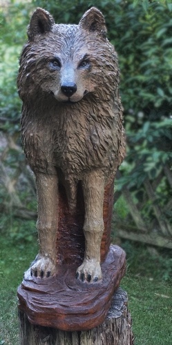 wolf holz geschnitzt motorsge kettensge kunst holzwerker