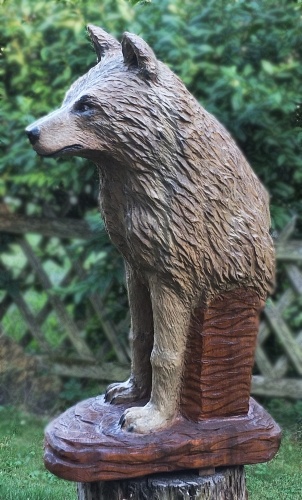 wolf holz geschnitzt motorsge kettensge kunst holzwerker