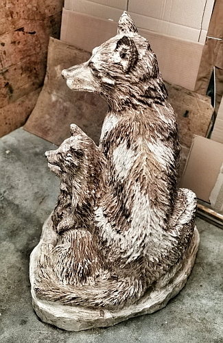 wolf holz geschnitzt motorsge kettensge kunst holzwerker