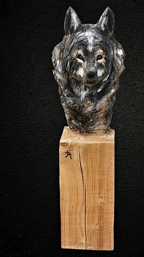 wolf holz geschnitzt motorsge kettensge kunst holzwerker